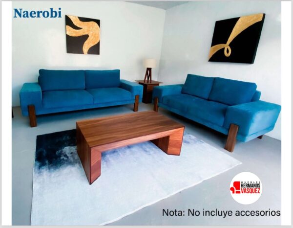 Sala Naerobi 2 Piezas Acojinada Azul Esmeralda