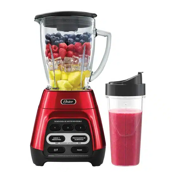 Licuadora Oster® roja con programas automáticos, tecnología reversible y vaso Blend-N-Go - Image 2