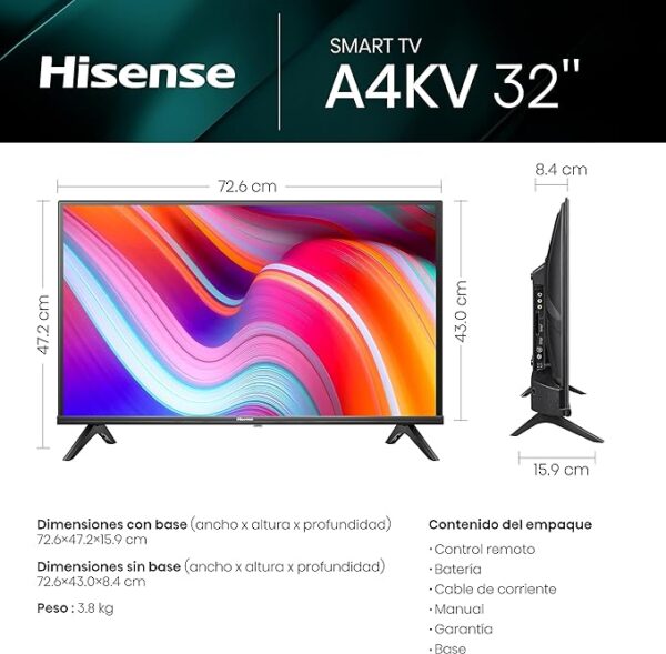 Hisense Pantalla 32" Pulgadas Smart TV VIDAA 32A4KV - Image 3