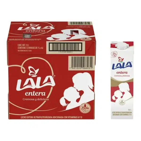 Leche Entera Lala 12 pzas de 1 l c/u