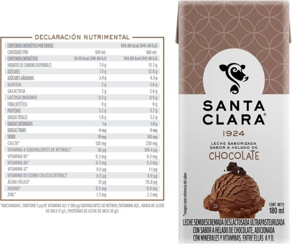 Santa Clara Lechita Sabor Helado De Chocolate 180ml