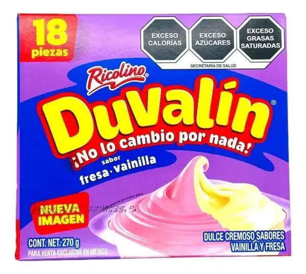 Ricolino Duvalin Bisabor Fresa y Vainilla 18pz