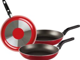 Juego de Sartenes con Antiadherente 3 Piezas de Aluminio - Color Rojo