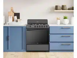 Estufa Midea Piso de 30 Pulgadas con 6 Quemadores Negra MGS30FS1BIABBF