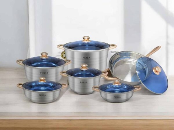 Bateria De Cocina Perla Milan 12pz Acero inoxidable