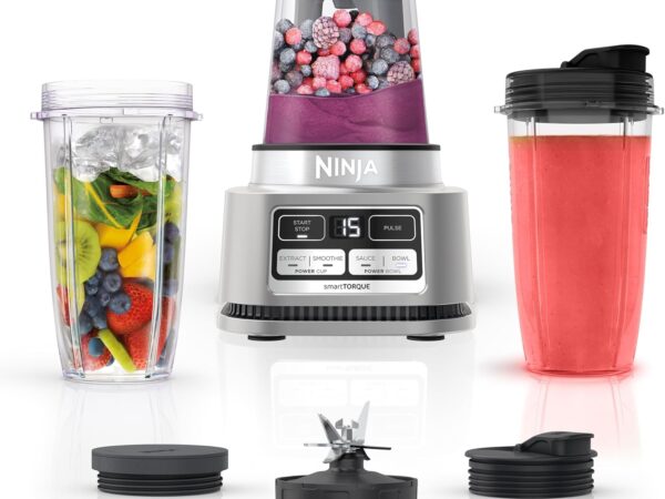NINJA, Extractor de Nutrientes y Batidora Foodi, 1200 Watts, Auto IQ, Incluye 2 Vasos de Extracción de 24 Oz y 1 Vaso para Smoothies de 14 Oz