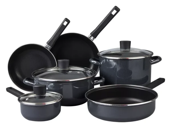 Batería De Cocina Optima 9 Piezas Cinsa  Color Gris Oxford