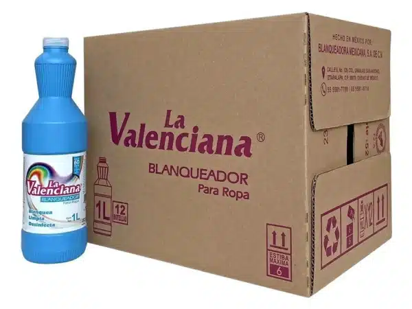 Blanqueador & Cloro La Valenciana, Caja 12 Botellas 1 Lts